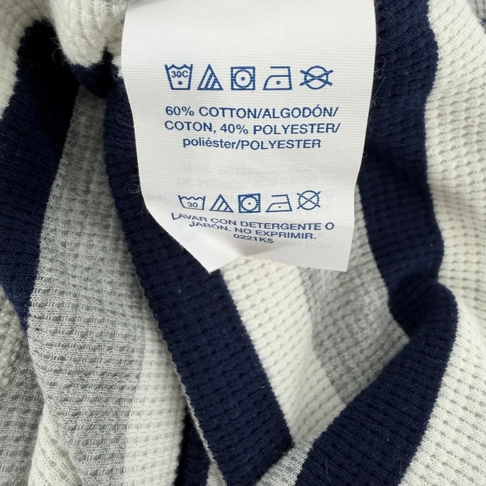 Polo Ralph Lauren Mens Small Sleepwear Thermal Shirt Striped Waffle Knit Grey S